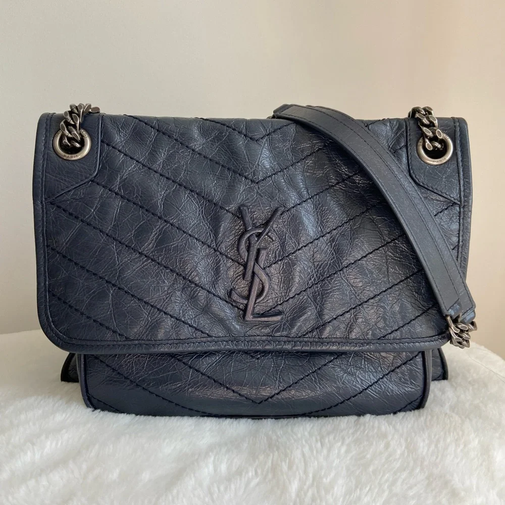 YSL Niki Medium Chain Bag- Navy - Picture 1 of 14